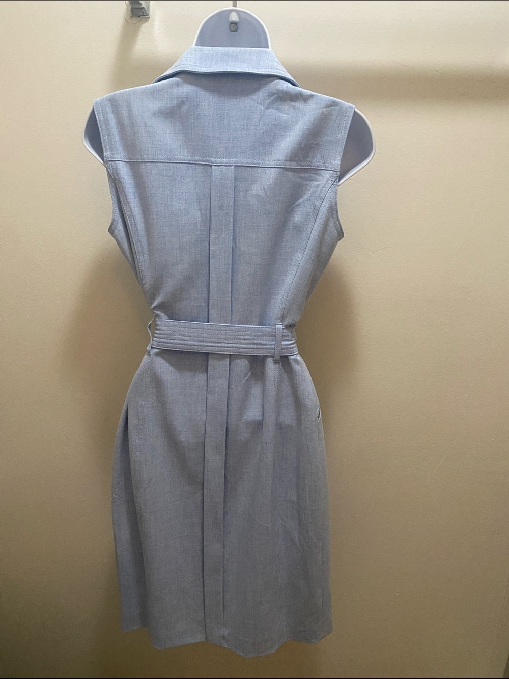 Calvin Klein Light Blue Sleeveless Zip Belted Dress - Picture 5 of 8